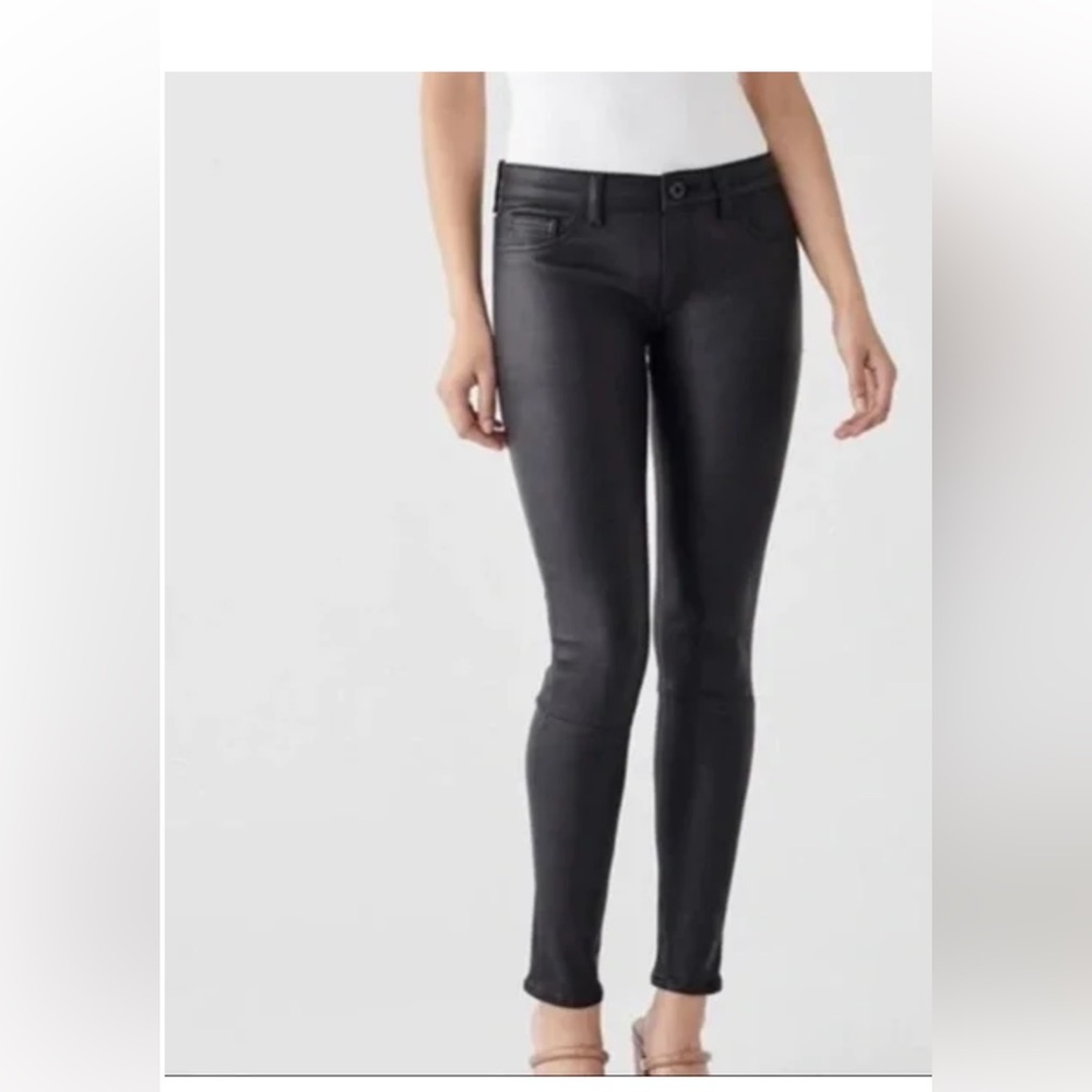 DL1961 Emma Leather Panel Reptile Front Leggings